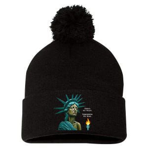 Lady Liberty Today We Weep Tomorrow We Rise For The Usa Pom Pom 12in Knit Beanie