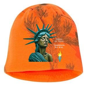 Lady Liberty Today We Weep Tomorrow We Rise For The Usa Kati - Camo Knit Beanie