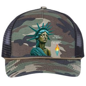 Lady Liberty Today We Weep Tomorrow We Rise For The Usa Retro Rope Trucker Hat Cap