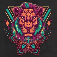 Leo Lion Tribal 7 Panel Mesh Trucker Snapback Hat