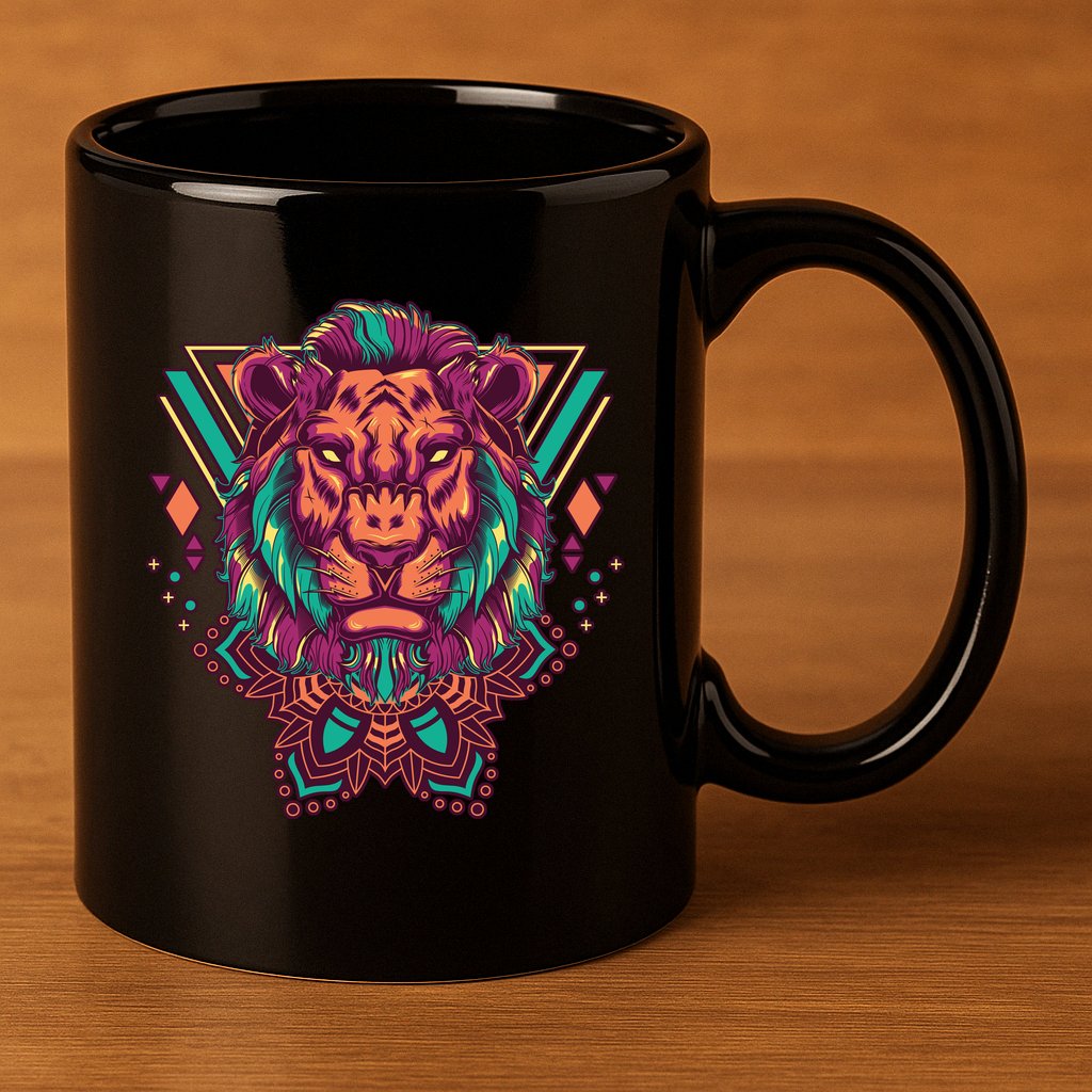 Leo Lion Tribal 11oz C Handle Ceramic Mug