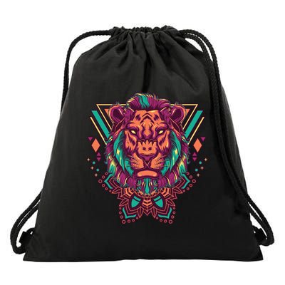 Leo Lion Tribal Drawstring Bag