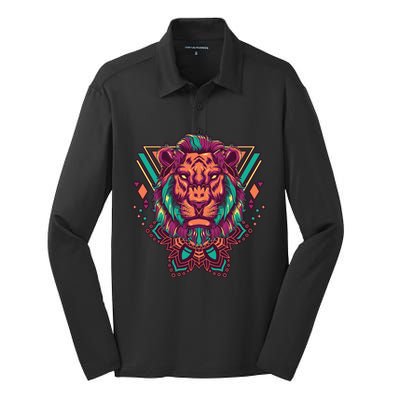 Leo Lion Tribal Silk Touch Performance Long Sleeve Polo