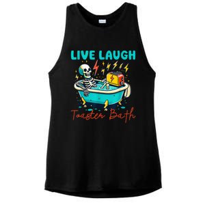 Live Laugh Toaster Bath Skeleton Ladies PosiCharge Tri-Blend Wicking Tank