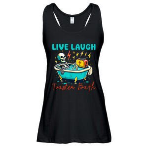 Live Laugh Toaster Bath Skeleton Ladies Essential Flowy Tank