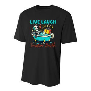 Live Laugh Toaster Bath Skeleton Youth Performance Sprint T-Shirt