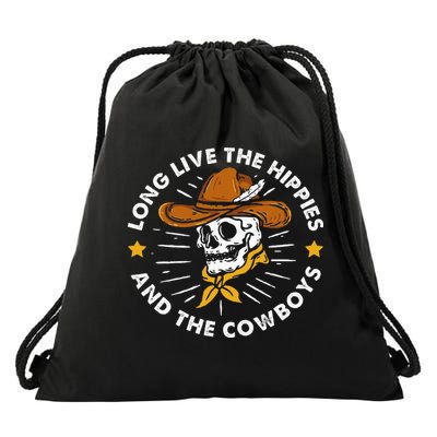 Long Live The Hippies And The Cowboys Drawstring Bag