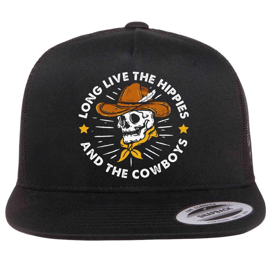 Long Live The Hippies And The Cowboys Flat Bill Trucker Hat