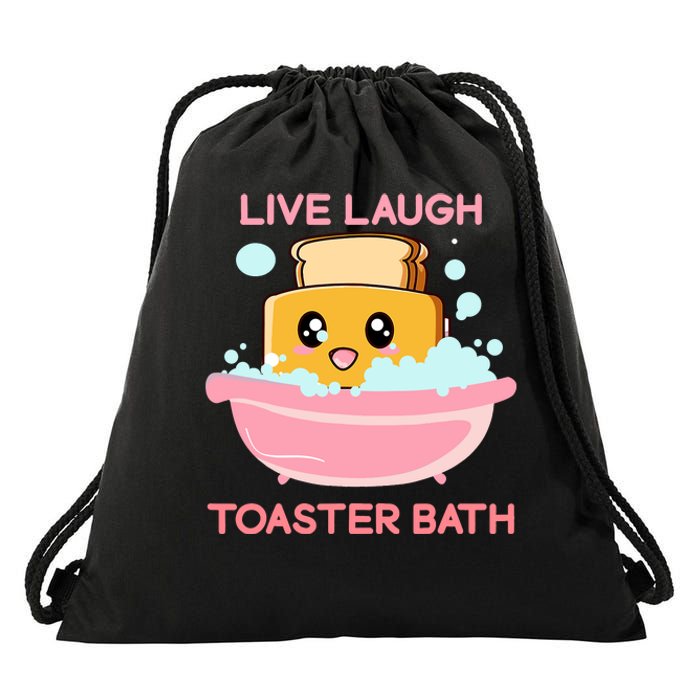 Live Laugh Toaster Bath Funny Saying Drawstring Bag