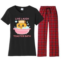 Live Laugh Toaster Bath Funny Saying Women's Flannel Pajama Set