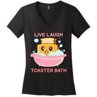 Live Laugh Toaster Bath Funny Saying Women's V-Neck T-Shirt