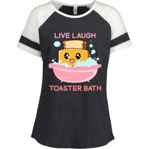 Live Laugh Toaster Bath Funny Saying Enza Ladies Jersey Colorblock Tee