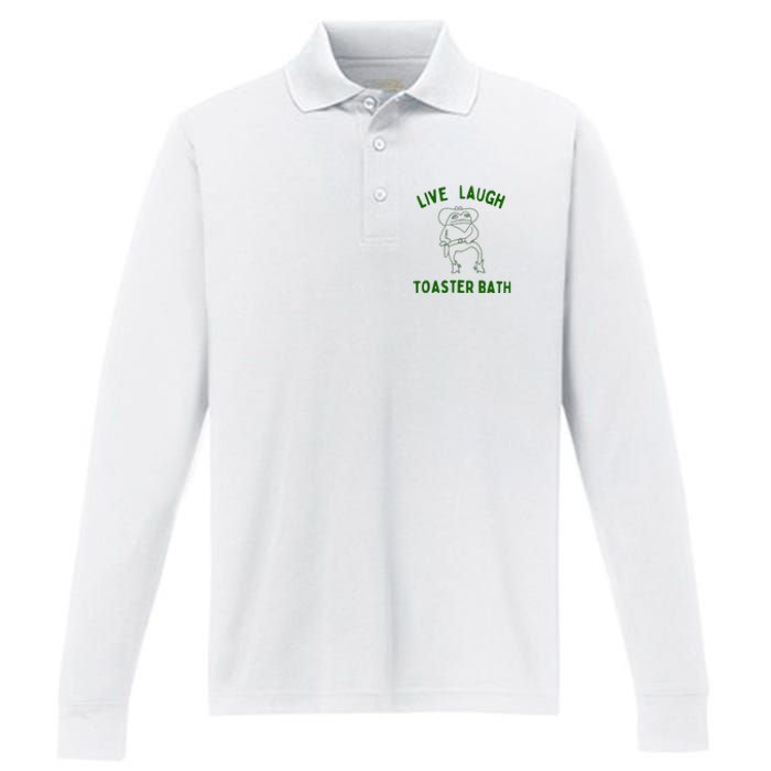 Live Laugh Toaster Bath Performance Long Sleeve Polo