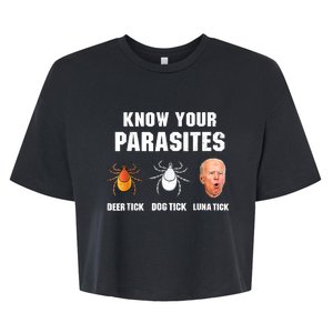 Lunatic Luna Tick Know Your Parasites Anti Joe Biden 2024 Bella+Canvas Jersey Crop Tee