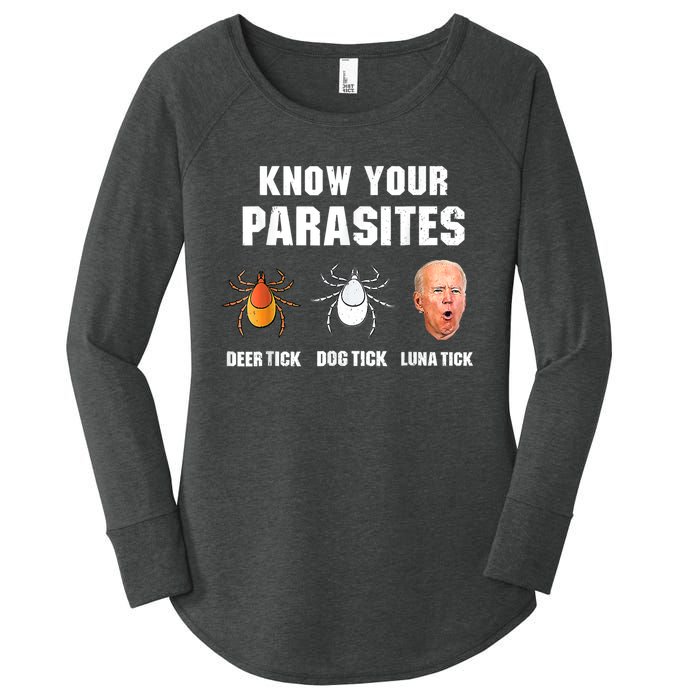 Lunatic Luna Tick Know Your Parasites Anti Joe Biden 2024 Women's Perfect Tri Tunic Long Sleeve Shirt