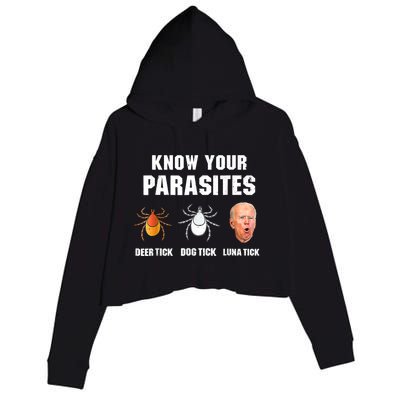 Lunatic Luna Tick Know Your Parasites Anti Joe Biden 2024 Crop Fleece Hoodie