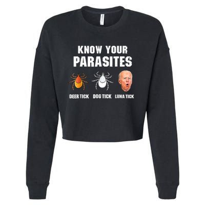 Lunatic Luna Tick Know Your Parasites Anti Joe Biden 2024 Cropped Pullover Crew