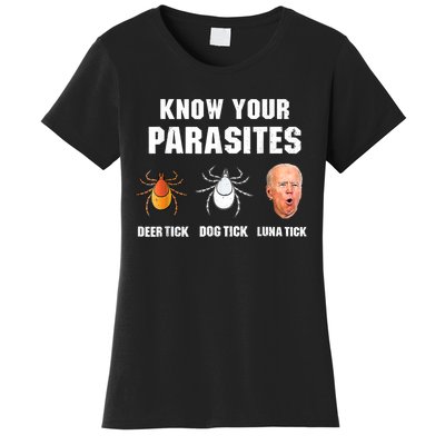 Lunatic Luna Tick Know Your Parasites Anti Joe Biden 2024 Women's T-Shirt