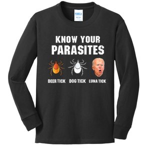 Lunatic Luna Tick Know Your Parasites Anti Joe Biden 2024 Kids Long Sleeve Shirt