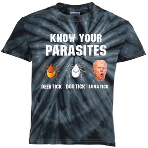 Lunatic Luna Tick Know Your Parasites Anti Joe Biden 2024 Kids Tie-Dye T-Shirt