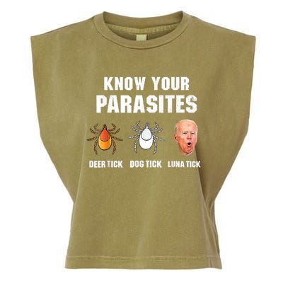 Lunatic Luna Tick Know Your Parasites Anti Joe Biden 2024 Garment-Dyed Women's Muscle Tee