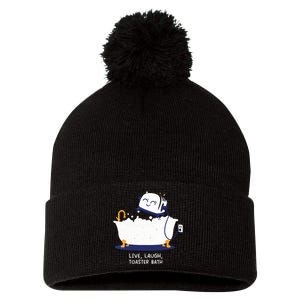 Live Laugh Toaster Bath Pom Pom 12in Knit Beanie