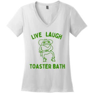 Live Laugh Toaster Bath Women's V-Neck T-Shirt