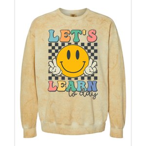 LetS Learn Today Smile Face Back To School For Teacher Colorblast Crewneck Sweatshirt