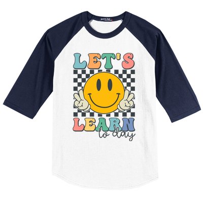 LetS Learn Today Smile Face Back To School For Teacher Baseball Sleeve Shirt