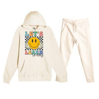 LetS Learn Today Smile Face Back To School For Teacher Premium Hooded Sweatsuit Set