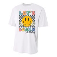 LetS Learn Today Smile Face Back To School For Teacher Performance Sprint T-Shirt