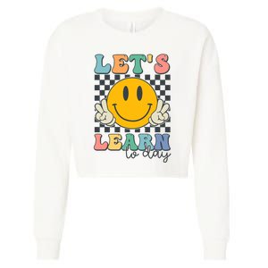 LetS Learn Today Smile Face Back To School For Teacher Cropped Pullover Crew