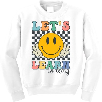 LetS Learn Today Smile Face Back To School For Teacher Kids Sweatshirt