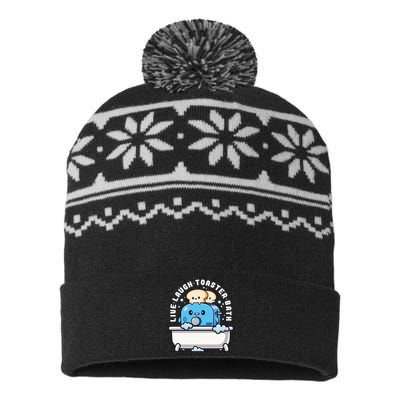 Live Laugh Toaster Bath Funny Saying Funny Life USA-Made Snowflake Beanie