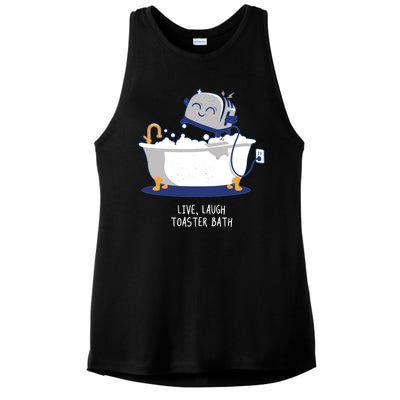 Live Laugh Toaster Bath Funny Ladies PosiCharge Tri-Blend Wicking Tank