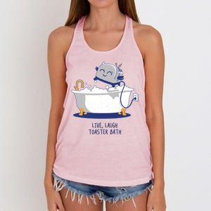 Live Laugh Toaster Bath Funny Women's Knotted Racerback Tank