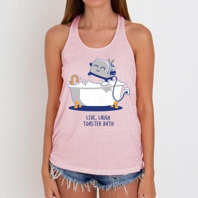 Live Laugh Toaster Bath Funny Women's Knotted Racerback Tank