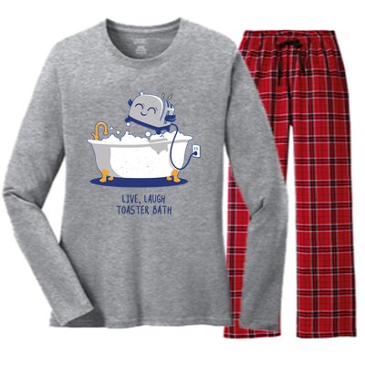 Live Laugh Toaster Bath Funny Women's Long Sleeve Flannel Pajama Set 