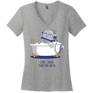 Live Laugh Toaster Bath Funny Women's V-Neck T-Shirt