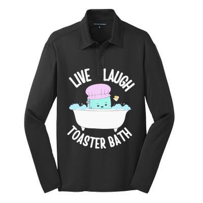 Live Laugh Toaster Bath Cartoon Silk Touch Performance Long Sleeve Polo