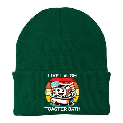 Live Laugh Toaster Bath Funny Saying Usa Flag Knit Cap Winter Beanie