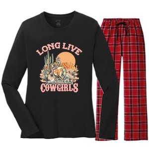 Long Live The Cowgirls Howdy Rodeo Western Country Southern Women's Long Sleeve Flannel Pajama Set 