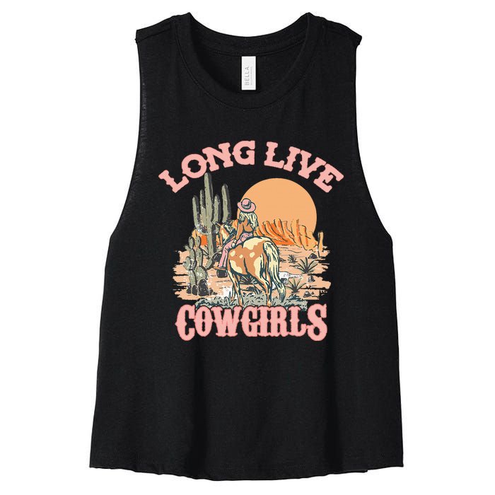 Long Live The Cowgirls Howdy Rodeo Western Country Women's Racerback Cropped Tank