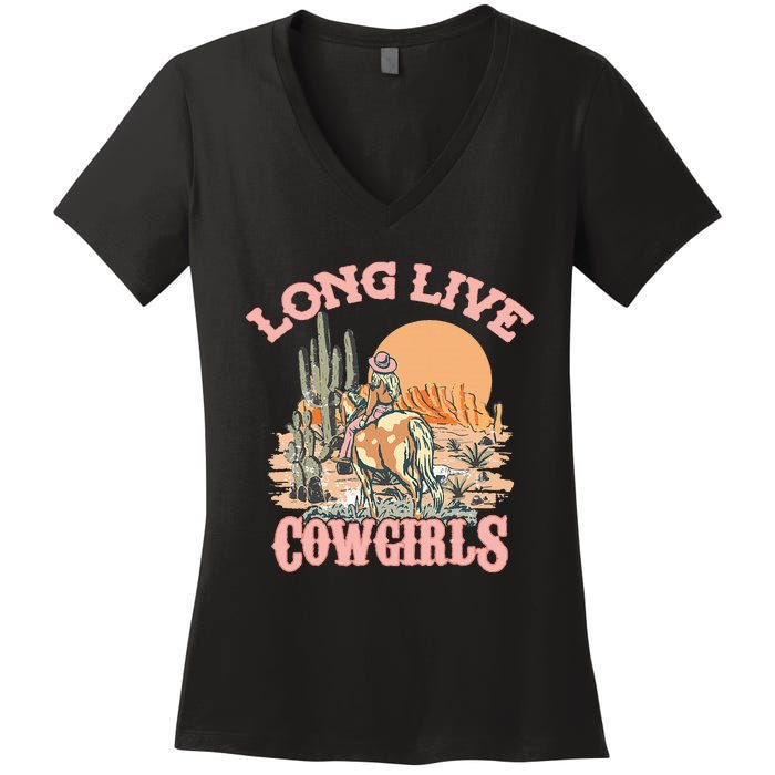 Long Live The Cowgirls Howdy Rodeo Western Country Women's V-Neck T-Shirt