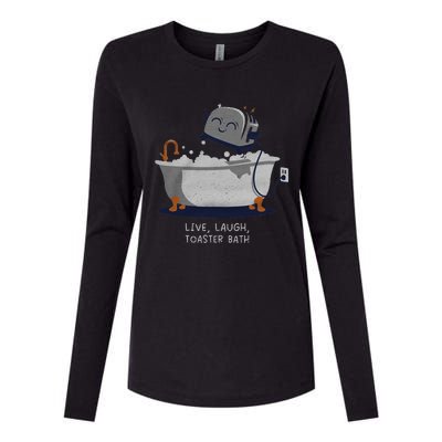 Live Laugh Toaster Bath Womens Cotton Relaxed Long Sleeve T-Shirt