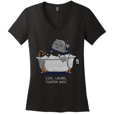 Live Laugh Toaster Bath Women's V-Neck T-Shirt