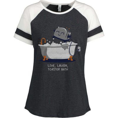 Live Laugh Toaster Bath Enza Ladies Jersey Colorblock Tee