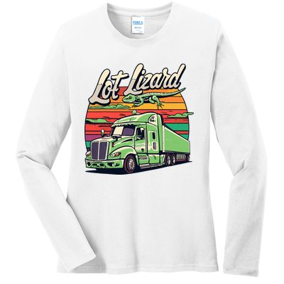 Lot Lizard Truck Driver Adventure Ladies Long Sleeve Shirt