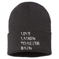 Live Laugh Toaster Bath Inspirational Sustainable Knit Beanie