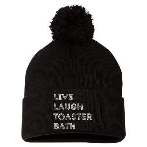 Live Laugh Toaster Bath Inspirational Pom Pom 12in Knit Beanie